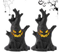 HTGWCG DecoracióN De MuñóN Fantasma- 2Pcs Halloween Resina Fantasma Estatua TocóN De áRbol JardíN Miniatura Modelo Calabaza LáMpara Fantasma DecoracióN Fantasma Cara para La IluminacióN del áRbol