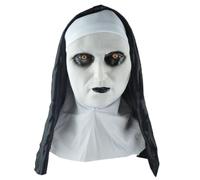 HTGWCG Halloween Mask, Nun Mask, Adult Halloween M-ask, N-un Horror M-ask with Bandana, Realistic Conjuring M-ask Horror, Women's N-un Costume for Halloween, Carnival