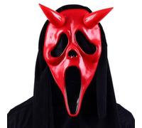 HTGWCG Scream Mask for Halloween Mask, Ghost Face Mask, Horror Movie Latex Scream Mask, Kid Adult Party M-ask f-or Cosplay Props Carnival Halloween (red)