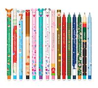 HTGWCG Set of erasable gel pens - Bolígrafo de gel borrable, ball on the end to remove temperature sensitive, tip diameter 0.7 mm (15 bolígrafos borrables navideños-A)