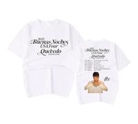 HTHDA Quevedo Buenas Noches Tees 2025 Cantante Camisetas Estampadas,Moda Camisetas para Hombres,Y Mujeres Hip Hop Street,Casual para Pareja,Blanca,M