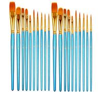 HTHL Juego de 20 pinceles - Pinceles de pelo de nailon para acrílico, óleo, acuarela, gouache y pintura facial - Profesionales y principiantes (Azul)