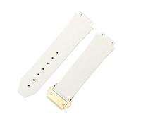 HTHRRFE Accesorios de reloj de silicona de 26x19mm, 24x17mm, compatibles con Yubo Big Bang Classic Fusion, correas de reloj suaves a rayas a prueba de agua a cuadros(J02-White-Gold-Z2,13x20mm)