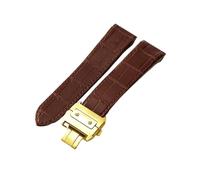 HTHRRFE Compatible con Cartier Santos Sandoz 100 Correa de reloj premium Piel de vaca Hebilla de acero cepillado Tecnología de interfaz plana Marrón Negro 24,5 23 20 mm(Brown-Golden-Z8,20mm)