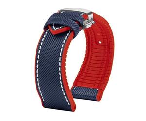 HTHRRFE Compatible con Longines Seiko IWC Pilots The Little Prince Mark Series Correa de reloj con parte inferior de goma de nailon 20 mm 22 mm Correa de muñeca impermeable for hombres(B BlueWhit Red