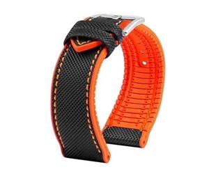 HTHRRFE Compatible con Longines Seiko IWC Pilots The Little Prince Mark Series Correa de reloj con parte inferior de goma de nailon 20 mm 22 mm Correa de muñeca impermeable for hombres(A Black orange