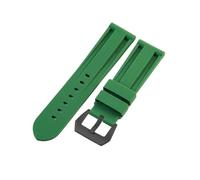 HTHRRFE Compatible con Panerai Pure Color Accesorios de silicona natural Pam441 Diesel Correa de reloj de acero inoxidable sólido con hebilla negra de 24 mm(D-Green-Black-K11,24mm)