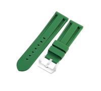 HTHRRFE Compatible con Panerai Pure Color Accesorios de silicona natural Pam441 Diesel Correa de reloj de acero inoxidable sólido con hebilla negra de 24 mm(D-Green-Steel-K11,22mm)