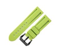 HTHRRFE Compatible con Panerai Pure Color Accesorios de silicona natural Pam441 Diesel Correa de reloj de acero inoxidable sólido con hebilla negra de 24 mm(L-Green-Black-K11,26mm)