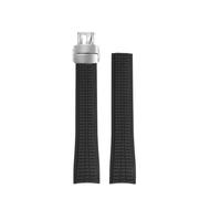 HTHRRFE Compatible con PATEK PHILIPPE AQUANAUT Series 5167A 5164R FKM Correa deportiva de buceo for hombre de caucho fluorado con boca curva Correa de 21 mm(Black-silver)