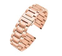 HTHRRFE Compatible con Seiko Citizen Casio Correa de acero inoxidable con extremo curvo for hombre, 20 mm, 22 mm, correa de reloj de metal, pulsera de cadena de reloj(C rose gold,22mm)