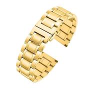 HTHRRFE Compatible con Seiko Citizen Casio Correa de acero inoxidable con extremo curvo for hombre, 20 mm, 22 mm, correa de reloj de metal, pulsera de cadena de reloj(C Gold,20mm)