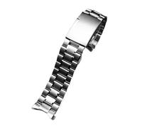 HTHRRFE Compatible con Seiko Citizen Casio Correa de acero inoxidable con extremo curvo for hombre, 20 mm, 22 mm, correa de reloj de metal, pulsera de cadena de reloj(B silver,22mm)