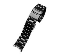 HTHRRFE Compatible con Seiko Citizen Casio Correa de acero inoxidable con extremo curvo for hombre, 20 mm, 22 mm, correa de reloj de metal, pulsera de cadena de reloj(A Black,24mm)