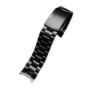 HTHRRFE Compatible con Seiko Citizen Casio Correa de acero inoxidable con extremo curvo for hombre, 20 mm, 22 mm, correa de reloj de metal, pulsera de cadena de reloj(B Black,24mm)
