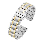 HTHRRFE Compatible con Seiko Citizen Casio Correa de acero inoxidable con extremo curvo for hombre, 20 mm, 22 mm, correa de reloj de metal, pulsera de cadena de reloj(C Silver golden,22mm)