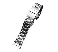 HTHRRFE Compatible con Seiko Citizen Casio Correa de acero inoxidable con extremo curvo for hombre, 20 mm, 22 mm, correa de reloj de metal, pulsera de cadena de reloj(A silver,24mm)