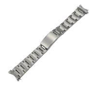 HTHRRFE Correa clásica de acero inoxidable cepillado de 19 y 20 mm, compatible con Rolex Oyster Perpetual Date con eslabones en los extremos.(20MM_WITH LOGO)