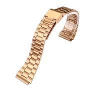 HTHRRFE Correa de acero fino de 18 mm compatible con CASIO A158 / A159 / A168 / A169 / B650 / AQ230 / 700, correa clásica de metal con bloques plateados cuadrados pequeños.(Rose gold 3)