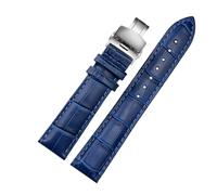 HTHRRFE Correa de piel de becerro azul for hombre y mujer, con hebilla plegable, compatible con Mido, Omega, Citizen, Blue Angel, accesorios 20, 22 y 23.(Coal Black,21mm)
