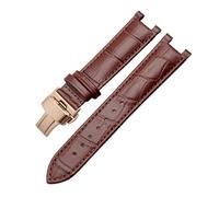HTHRRFE Correa de reloj con muescas Correa de reloj de piel de vaca de grano de cocodrilo Compatible con pulsera impermeable de cuero de vaca GC Guess Pasha 20 * 11 mm 22 * 13 mm Hombres(A-brown-c-r