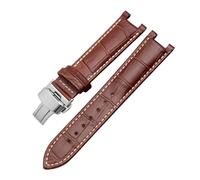 HTHRRFE Correa de reloj con muescas Correa de reloj de piel de vaca de grano de cocodrilo Compatible con pulsera impermeable de cuero de vaca GC Guess Pasha 20 * 11 mm 22 * 13 mm Hombres(A-brown-b-s