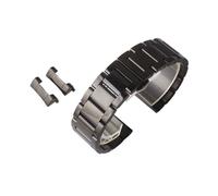 HTHRRFE Correa de reloj de acero inoxidable, correas negras for relojes, hebilla de mariposa de doble presión con pulsera de Metal con extremo curvo, 18mm, 19mm, 20mm y 22mm(24mm)
