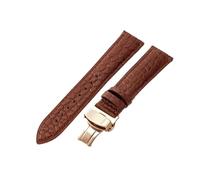 HTHRRFE Correa de reloj de cocodrilo resistente al agua for hombre Compatible con Tissot Montblanc Tudor Breitling Patrón redondo Correa de reloj de cuero genuino de 21 20 mm(Brown-Rose-B1,18mm)