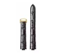 HTHRRFE Correa de reloj de cuero compatible con Cartier Ballon Bleu con hebilla de acero inoxidable. Correa de reloj de cuero genuino. Accesorios for relojes.(Black-gold,14-8mm)