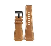 HTHRRFE Correa de reloj de cuero de vaca de 34 * 24 mm compatible con Bell Ross B&R BR-01 BR-03 Pulsera for hombre Correa de reloj de goma de silicona convexa Enviar herramientas(Khaki-black)