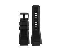 HTHRRFE Correa de reloj de cuero de vaca de 34 * 24 mm compatible con Bell Ross B&R BR-01 BR-03 Pulsera for hombre Correa de reloj de goma de silicona convexa Enviar herramientas(02 Silicone black)