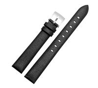 HTHRRFE Correa de reloj de cuero genuino compatible con Swarovski 5158972 Armani Fossil Series Cadena de reloj for mujer Correa de reloj de cuero genuino 12 14 16 mm(Black-Silver Buckle,14mm)