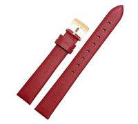 HTHRRFE Correa de reloj de cuero genuino compatible con Swarovski 5158972 Armani Fossil Series Cadena de reloj for mujer Correa de reloj de cuero genuino 12 14 16 mm(Red-Gold Buckle,12mm)