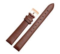HTHRRFE Correa de reloj de cuero genuino compatible con Swarovski 5158972 Armani Fossil Series Cadena de reloj for mujer Correa de reloj de cuero genuino 12 14 16 mm(Brown-rose gold,14mm)