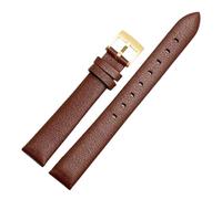 HTHRRFE Correa de reloj de cuero genuino compatible con Swarovski 5158972 Armani Fossil Series Cadena de reloj for mujer Correa de reloj de cuero genuino 12 14 16 mm(Brown-gold buckle,12mm)