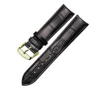 HTHRRFE Correa de reloj de cuero genuino con interfaz de arco, correa de reloj masculina, cierre de mariposa, Compatible con Rossini Jaeger-LeCoultre 18mm 20mm 22mm(Black-gold-K1,22mm)