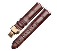 HTHRRFE Correa de reloj de cuero genuino con interfaz de arco, correa de reloj masculina, cierre de mariposa, Compatible con Rossini Jaeger-LeCoultre 18mm 20mm 22mm(Brown-rose-B1,19mm)
