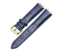 HTHRRFE Correa de reloj de cuero genuino con interfaz de arco, correa de reloj masculina, cierre de mariposa, Compatible con Rossini Jaeger-LeCoultre 18mm 20mm 22mm(Blue-Gold-K1,21mm)