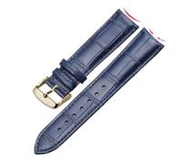 HTHRRFE Correa de reloj de cuero genuino con interfaz de arco, correa de reloj masculina, cierre de mariposa, Compatible con Rossini Jaeger-LeCoultre 18mm 20mm 22mm(Blue-Rose-K1,22mm)