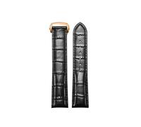 HTHRRFE Correa de reloj de cuero genuino de 18 mm, 19 mm, 20 mm y 21 mm, compatible con Omega Speed Seamaster, cierre desplegable, pulsera de reloj negra y marrón.(Black-rosegold,18mm)