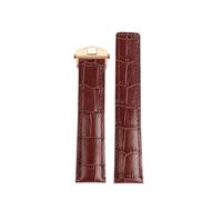 HTHRRFE Correa de reloj de cuero negro, azul y marrón de 19 mm, 20 mm y 22 mm compatible con TAG HEUER MONACO CARRERA Business Watch Band con hebilla plegable.(Brown-rosegold,19mm)