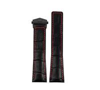 HTHRRFE Correa de reloj de cuero negro, azul y marrón de 19 mm, 20 mm y 22 mm compatible con TAG HEUER MONACO CARRERA Business Watch Band con hebilla plegable.(Black red-black,20mm)