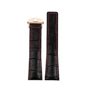 HTHRRFE Correa de reloj de cuero negro, azul y marrón de 19 mm, 20 mm y 22 mm compatible con TAG HEUER MONACO CARRERA Business Watch Band con hebilla plegable.(Black red-rosegold,19mm)