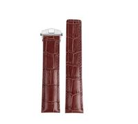 HTHRRFE Correa de reloj de cuero negro, azul y marrón de 19 mm, 20 mm y 22 mm compatible con TAG HEUER MONACO CARRERA Business Watch Band con hebilla plegable.(Brown-silver,19mm)