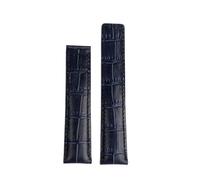 HTHRRFE Correa de reloj de cuero negro, azul y marrón de 19 mm, 20 mm y 22 mm compatible con TAG HEUER MONACO CARRERA Business Watch Band con hebilla plegable.(Blue-nobuckle,22mm)