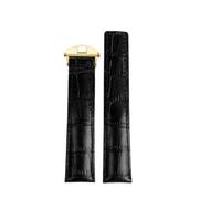 HTHRRFE Correa de reloj de cuero negro, azul y marrón de 19 mm, 20 mm y 22 mm compatible con TAG HEUER MONACO CARRERA Business Watch Band con hebilla plegable.(Black-gold,22mm)