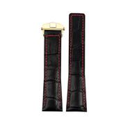 HTHRRFE Correa de reloj de cuero negro, azul y marrón de 19 mm, 20 mm y 22 mm compatible con TAG HEUER MONACO CARRERA Business Watch Band con hebilla plegable.(Black red-gold,20mm)