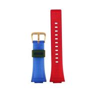 HTHRRFE Correa de reloj de gel de sílice de 16 mm, negra, naranja, transparente y blanca, compatible con Casio GM-110, correa de reloj de goma con junta convexa.(Blue red-gold)