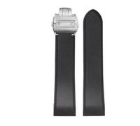 HTHRRFE Correa de reloj de goma de 23 mm y 25 mm compatible con Cartier Santos serie 100 Correa de reloj de silicona resistente al agua Hebilla plegable for hombre Pulsera negra y azul(Black silver bu