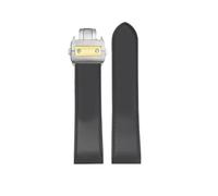 HTHRRFE Correa de reloj de goma de 23 mm y 25 mm compatible con Cartier Santos serie 100 Correa de reloj de silicona resistente al agua Hebilla plegable for hombre Pulsera negra y azul(Black gold buck